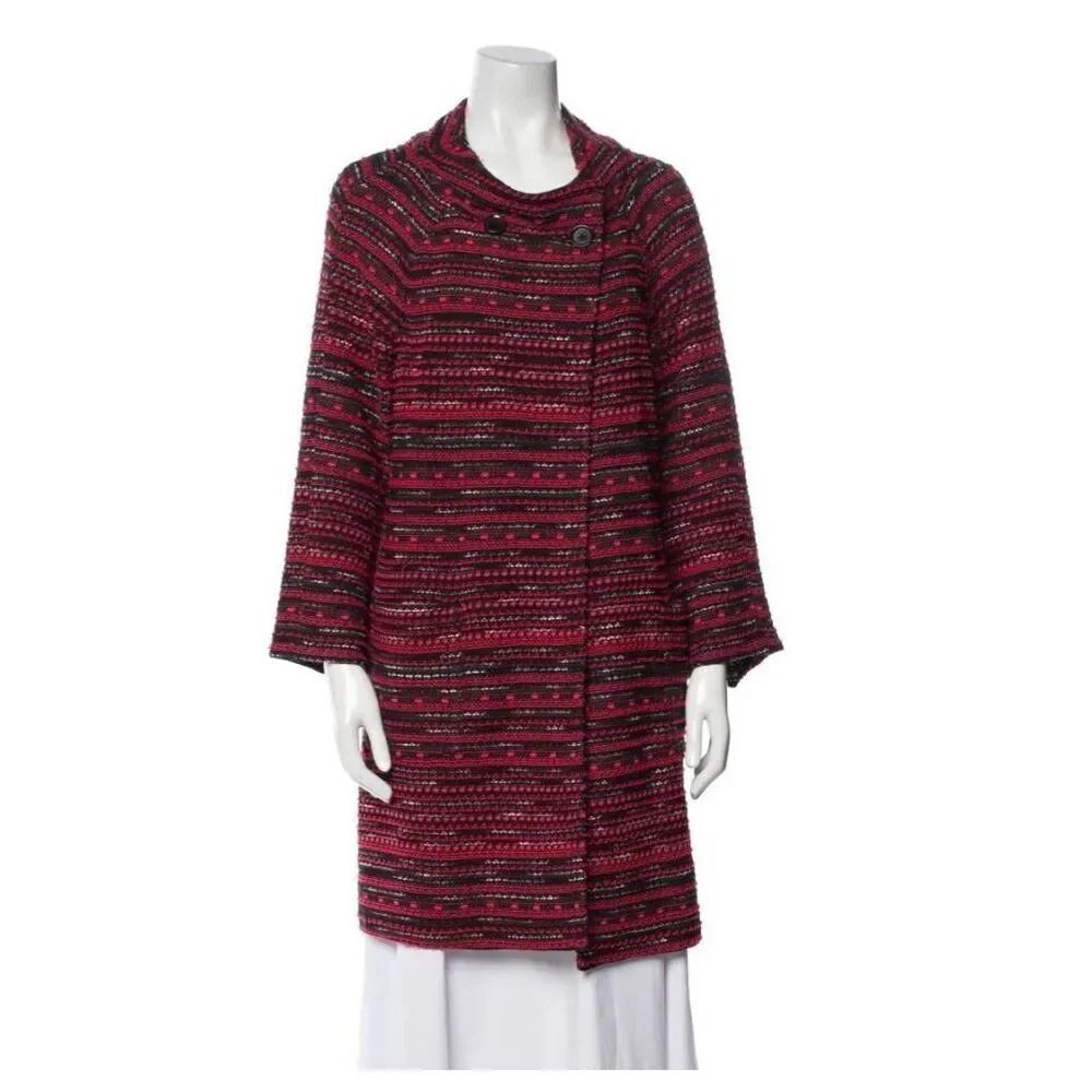 St John red&black long sweater jacket sz 10